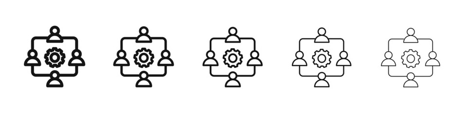 Coordination icon vector outline set illustration sign