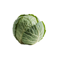 Fototapeta premium Fresh Green Cabbage Vegetable Isolated on transparent background Studio Shot