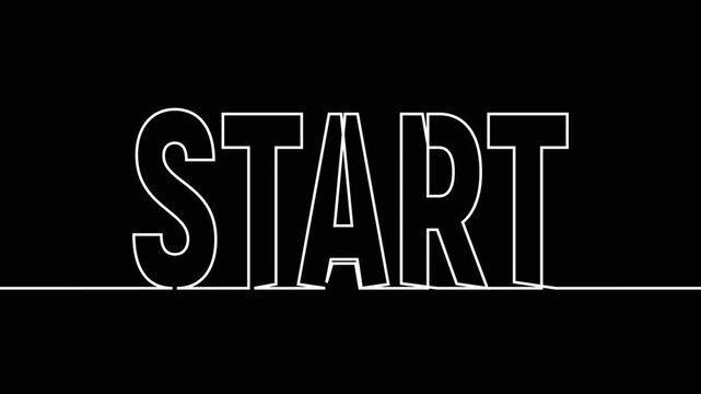 start countdown animation continuous single one line art. Countdown timer for 3 to 1 start seconds numbers overlay video with black and green screen background