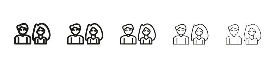 Couple icon vector outline set illustration sign