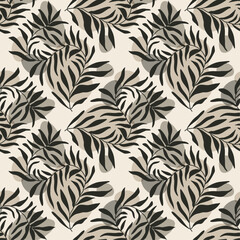 Trendy minimalist seamless botanical pattern with abstract creative hand drawn composition