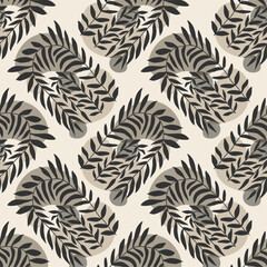 Trendy minimalist seamless botanical pattern with abstract creative hand drawn composition