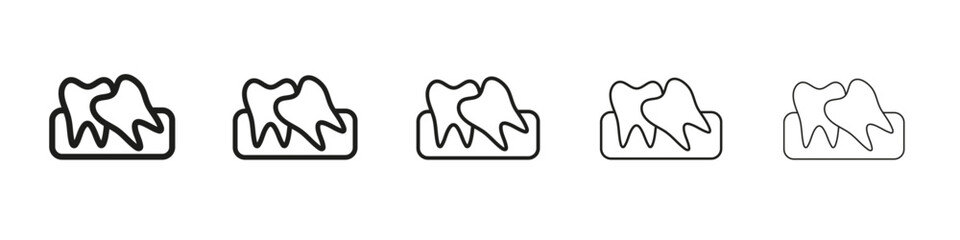 Crooked teeth icon vector outline set illustration sign