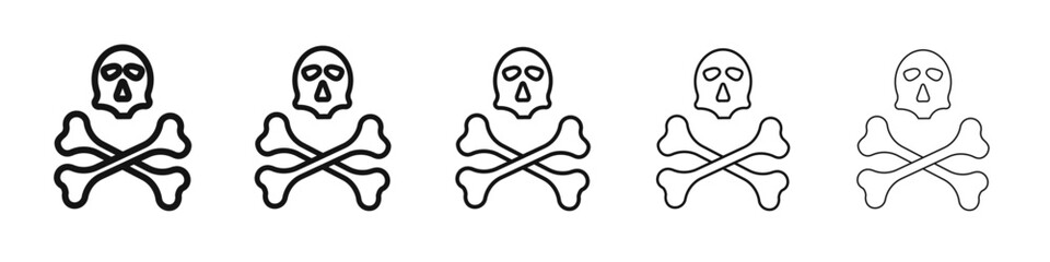Crossbones skull icon vector outline set illustration sign