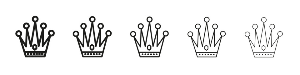 Crown icon vector outline set illustration sign