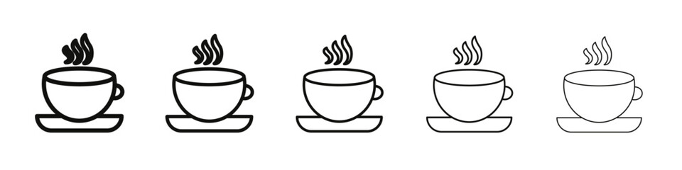 Cup of coffee icon vector outline set illustration sign