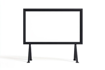 Naklejka premium A blank billboard with an isolated white background. The billboard is large and has a black frame, with two columns of light inside the left side for advertising.