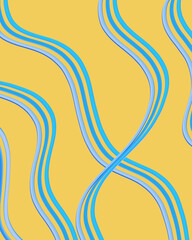 blue waves line illustration with yellow background for wallpaper 