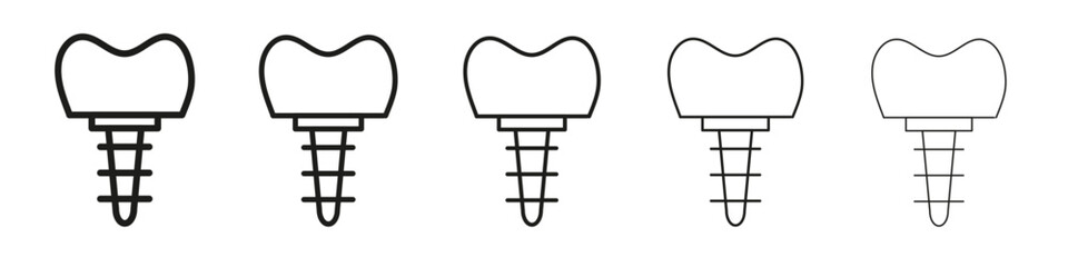 Dental implants icon vector outline set illustration sign