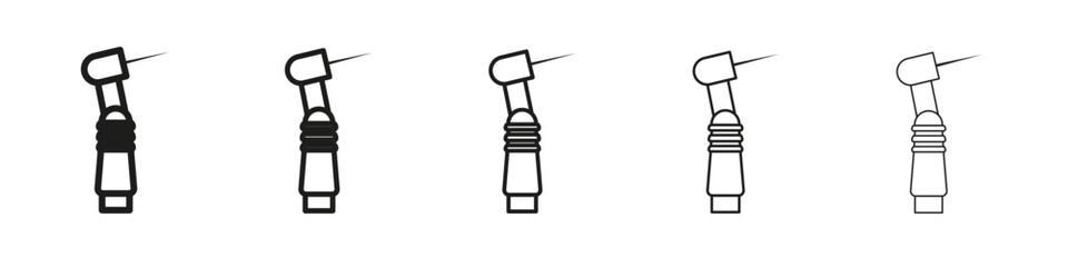 Dental nozzle drill icon vector outline set illustration sign