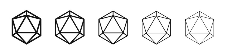 Dice d20 icon vector outline set illustration sign