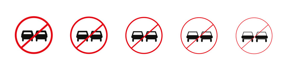 Do not overtake traffic Sign vector outline set illustration sign
