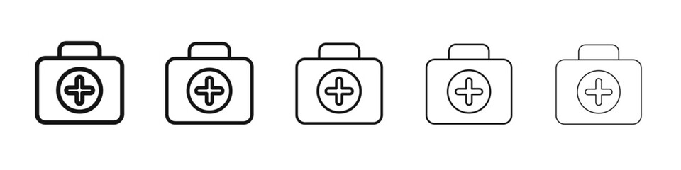 Doctor bag icon vector outline set illustration sign