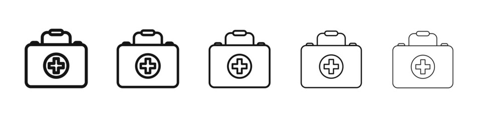 Doctor bag icon vector outline set illustration sign