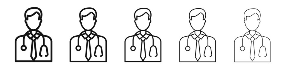 Doctor icon vector outline set illustration sign
