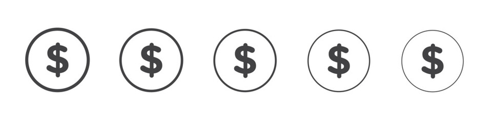 Obraz premium Dollar icon vector outline set illustration sign