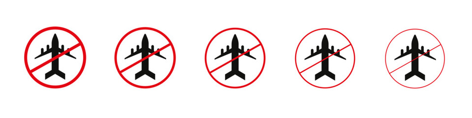 Dont fly sign vector outline set illustration sign