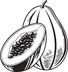 Vector illustration set of fruit and plant designs, including pumpkin, apple, and corn, with decorative feather and leaf elements