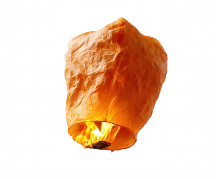 Glowing Orange Sky Lantern Night Festive Celebration Illumination Burning Paper Hot Air Balloon Romantic Event Magical Atmosphere Warm Light Festive Holiday Traditional  