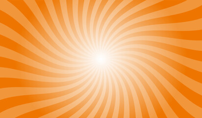 Obraz premium Deep Orange Radial Retro Glowing Rays Banner. Abstract Retro Whirlwind Starburst Vector Abstract Background. Twisted Radial Illustration.
