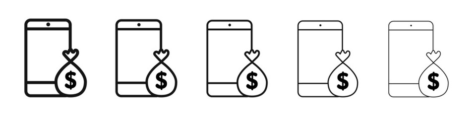 E-Business mobile icon vector outline set illustration sign