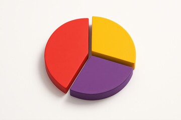 Obraz premium 3D pie chart with red, yellow, and purple segments on white background