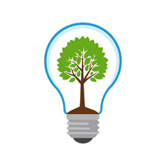 Eco-conscious Innovation: A tree thrives within the form of a light bulb, a potent symbol of green energy, innovation, and environmental consciousness, perfect for representing sustainable ideas.
