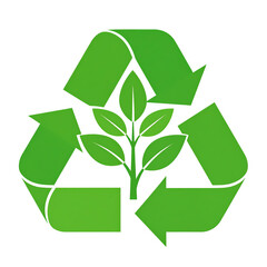Eco-Friendly Cycle: Recycling symbol with a plant growing at the center, representing sustainability and environmental responsibility.