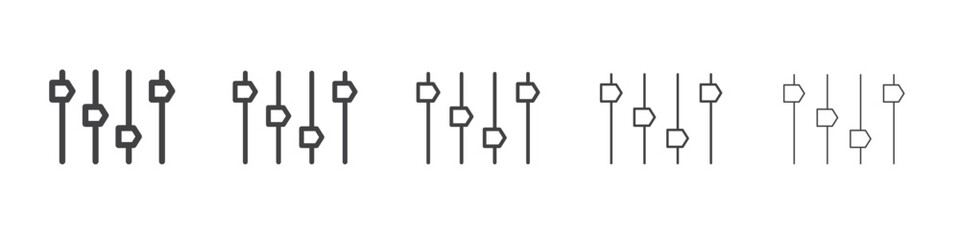 Equalizer icon vector outline set illustration sign