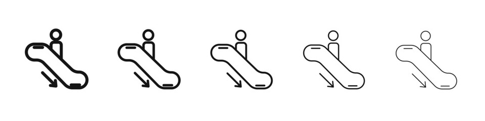 Escalator icon vector outline set illustration sign
