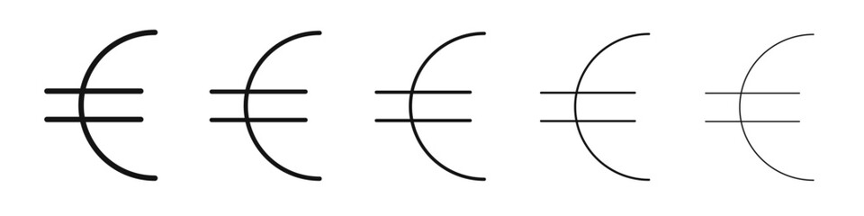Euro icon vector outline set illustration sign