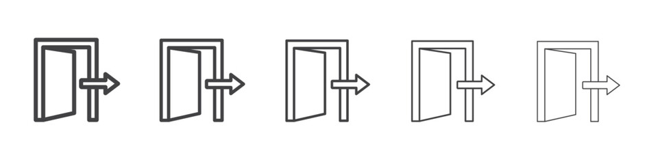 Exit icon vector outline set illustration sign