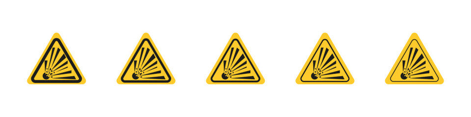 Explosive materials hazard sign vector outline set illustration sign