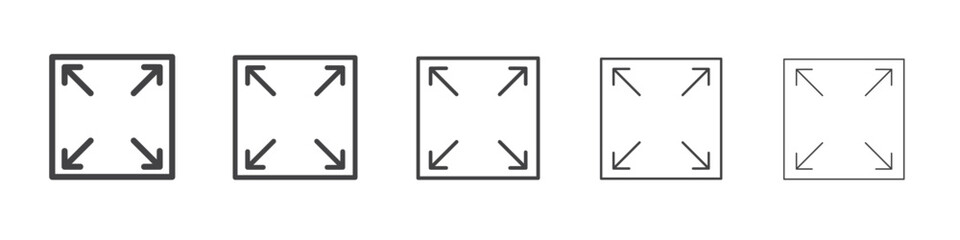 Expand icon vector outline set illustration sign