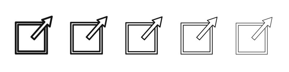 External link icon vector outline set illustration sign