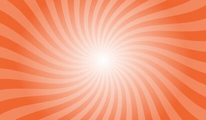 Obraz premium Rumba Orange Radial Retro Glowing Rays Banner. Abstract Retro Whirlwind Starburst Vector Abstract Background. Twisted Radial Illustration.