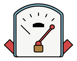 Simple gauge meter indicator with red pointer silhouette