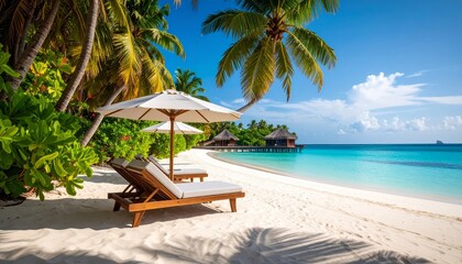 Scenic tropical beach paradise on exotic island