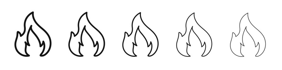 Fire icon vector outline set illustration sign