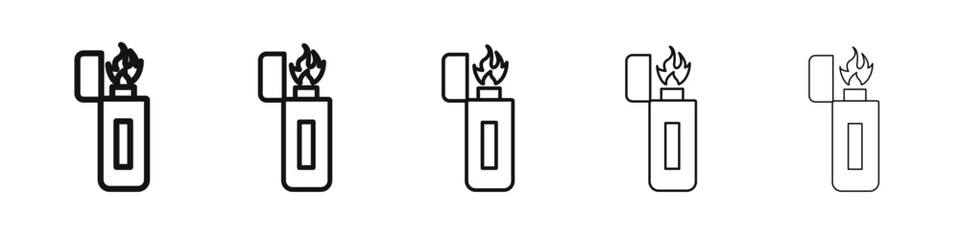 fire lighter icon vector outline set illustration sign
