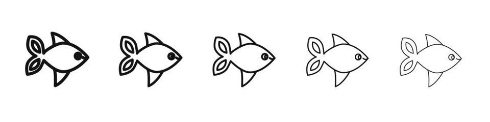 Fish icon vector outline set illustration sign