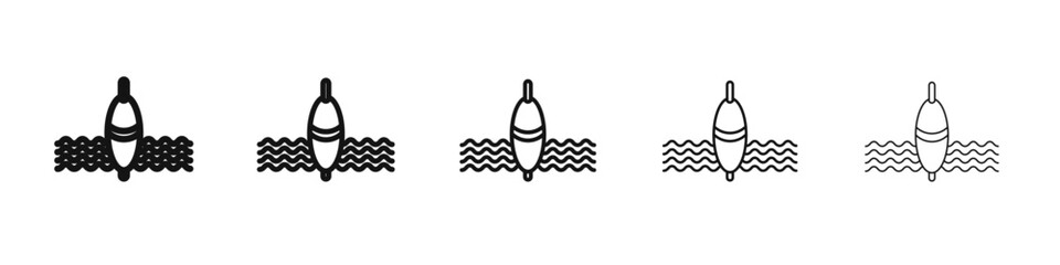 Fishing float in water icon vector outline set illustration sign