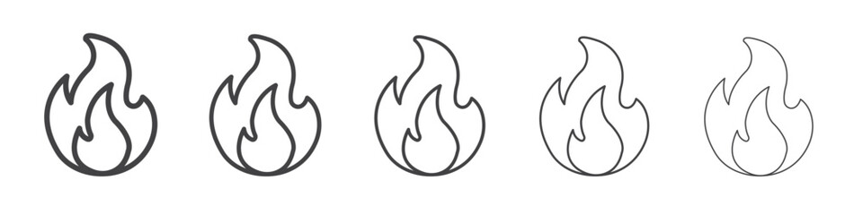 Obraz premium Flame icon vector outline set illustration sign