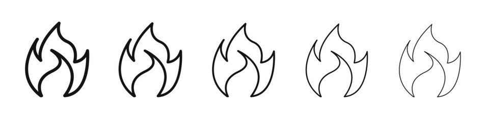 Obraz premium Flame icon vector outline set illustration sign