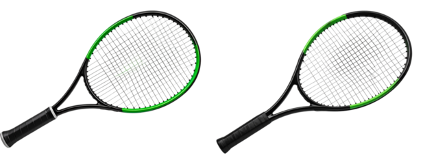 Tennis Racket with Bright Green Grip, side view, isolated on transparent background PNG