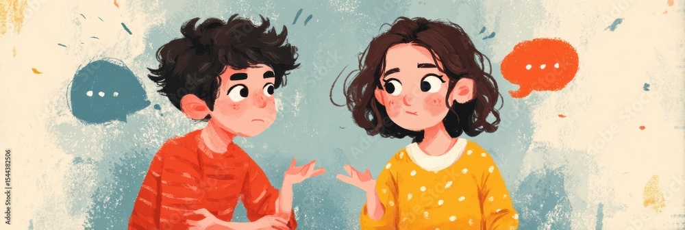 Poster Understanding the Difference Between Teasing and Bullying Through Illustrated Examples in a Child-Friendly Style