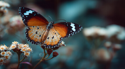 Obraz premium Close-up of butterfly resting on flower