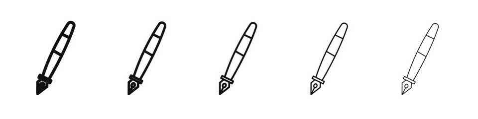 Fountain pen icon vector outline set illustration sign