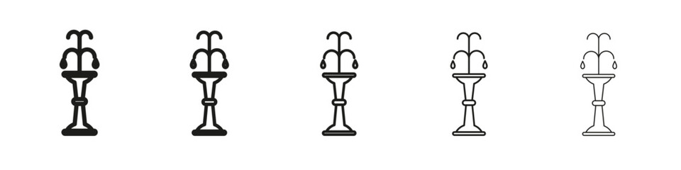fountain with water splashing icon vector outline set illustration sign
