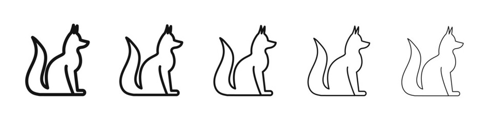 Obraz premium Fox icon vector outline set illustration sign